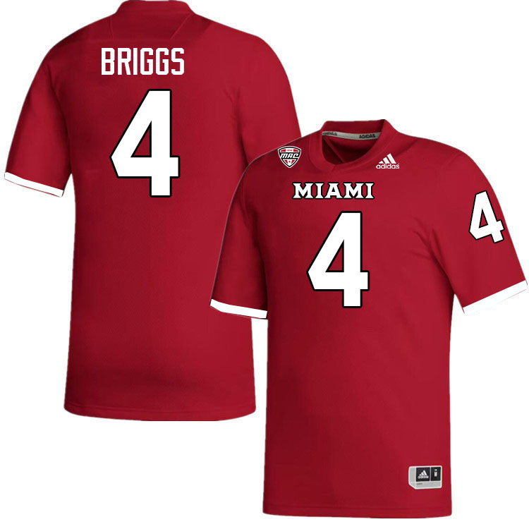 Miami University Redhawks #4 Connor Briggs College Football Jerseys Stitched-Red